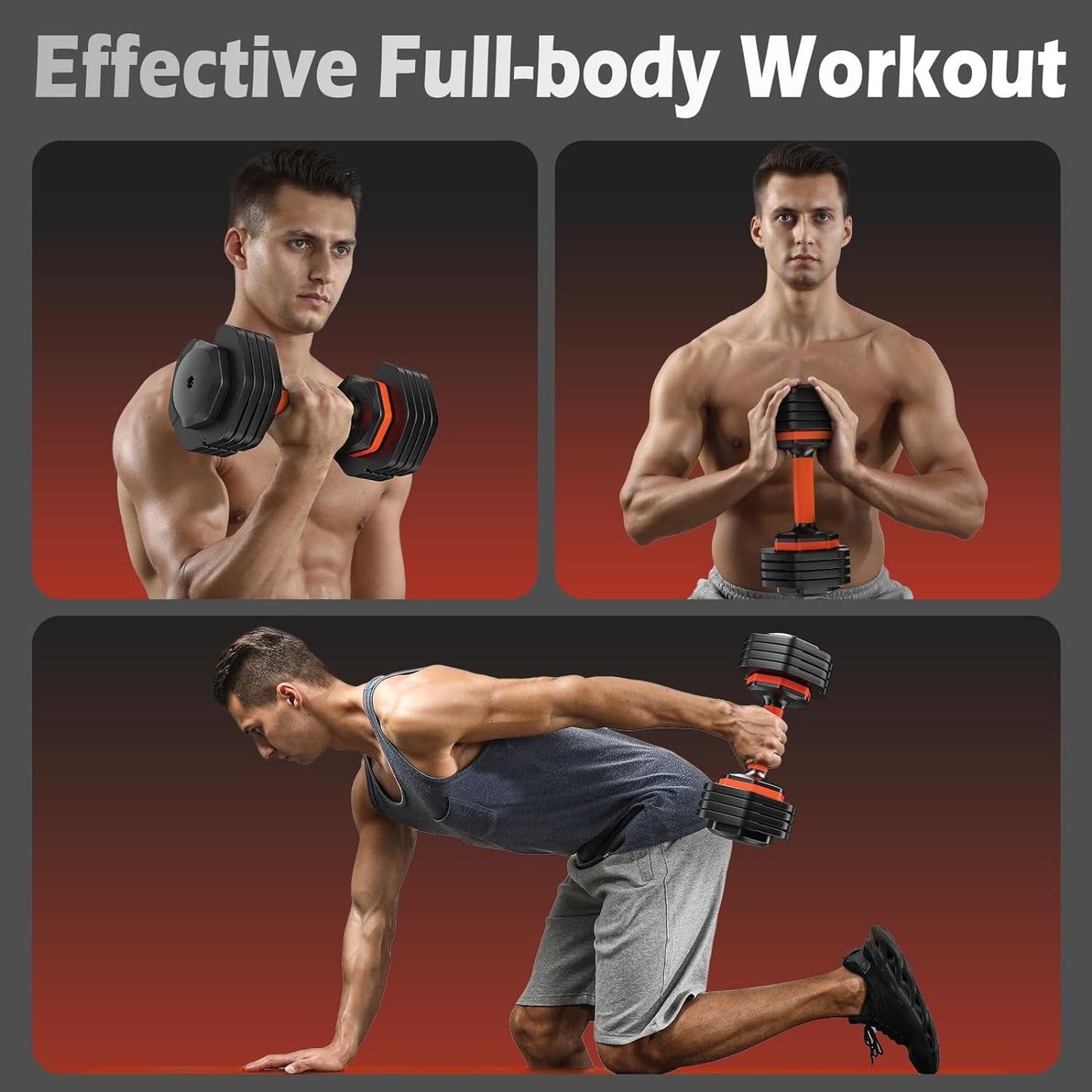 FED fitness Adjustable Dumbbells Set 25LB A Pair Dumbbells Weights, 5 in 1 Free Weights 5/10/15/20/25lb/50lb Dumbbell with Anti-Slip Handle, Suitable for Home Gym Exercise Equipment