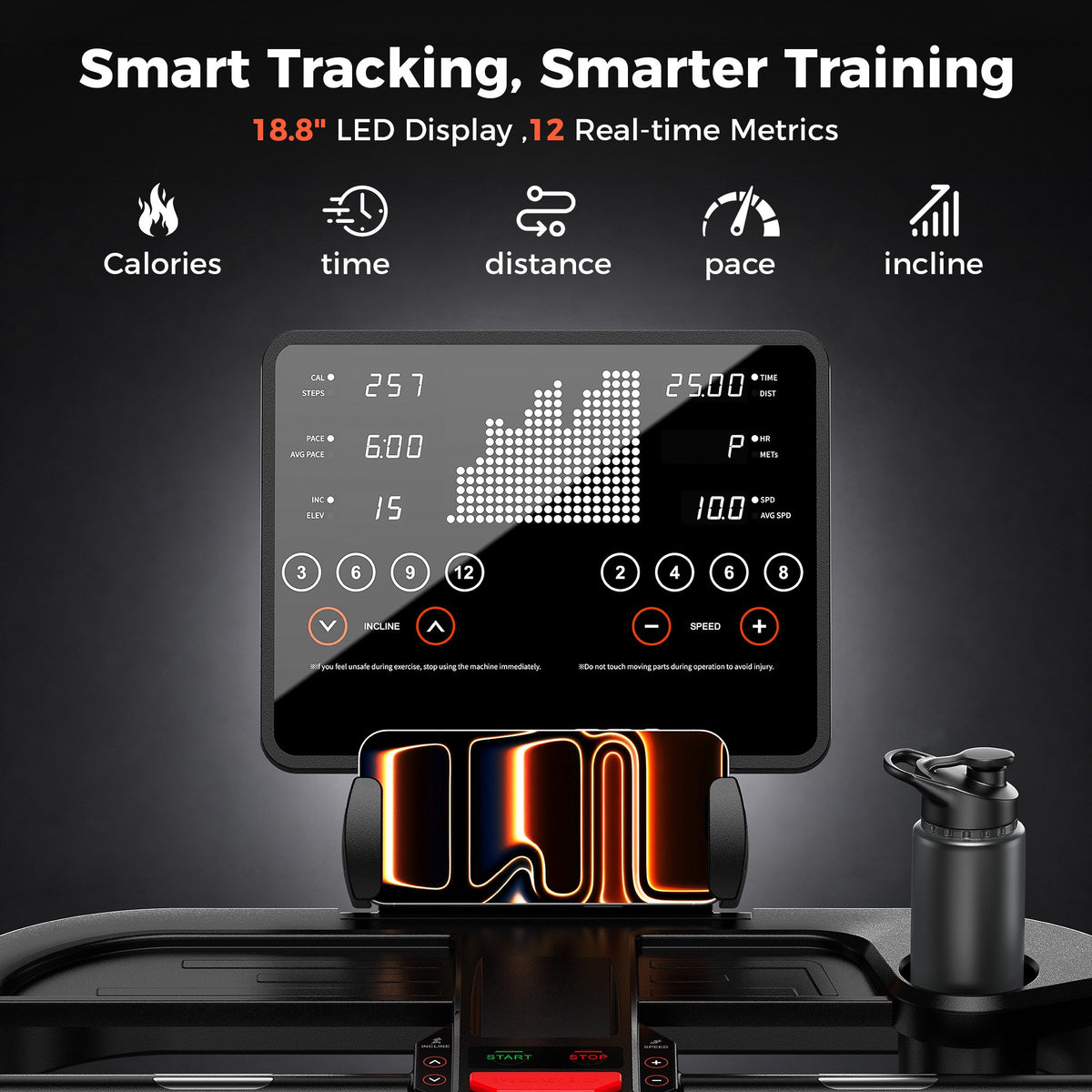 FED FITNESS 15% Auto Incline Treadmill Bluetooth Compatible, 400lbs Weight Capacity,4 HP Peak Motor,60.2" x 20.1" Running Belt