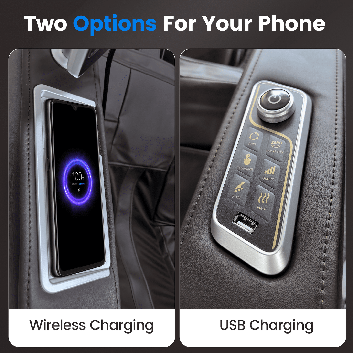 Upgo 4D Massage Chair with 55" SL Track, 2 Zero Gravity Modes, Voice Control, Heating, Leather