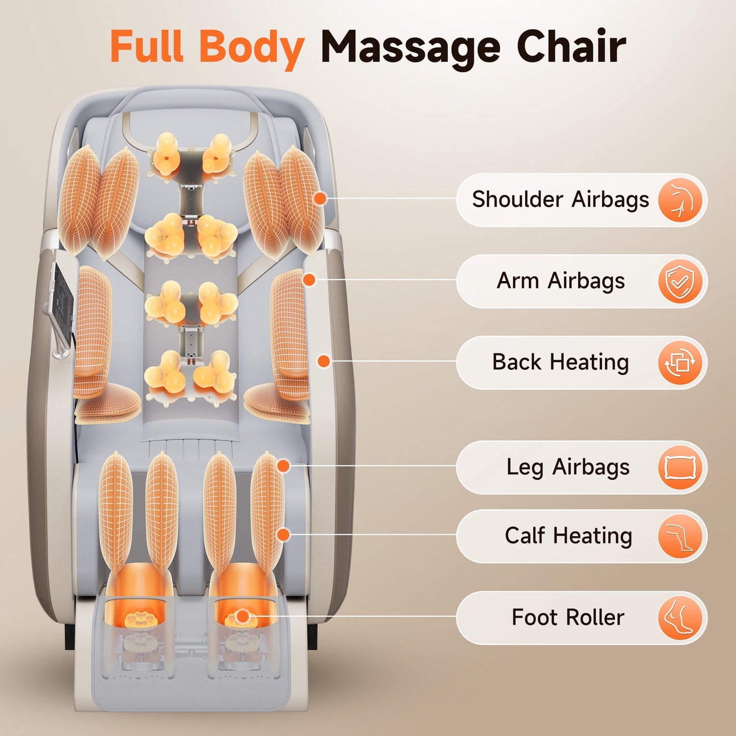 Upgo 4D Massage Chair Full Body, Zero Gravity Massage Chair with Heat and Foot Massage with Airbags, Kneading, Bluetooth, LCD Touch Control - Blue