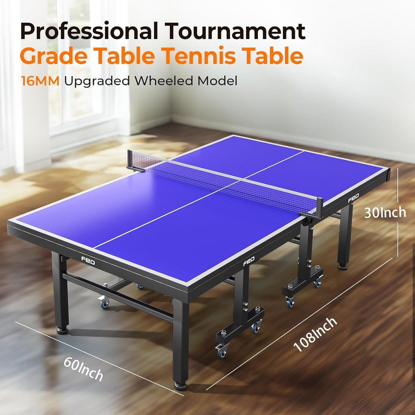 Ping Pong Table, Tabletop Professional Ping Pong Table with Quick Clamp Net and ping Pong Paddle, Tournament Quality, 10 Minute Easy Assembly, Weatherproof Indoor & Outdoor