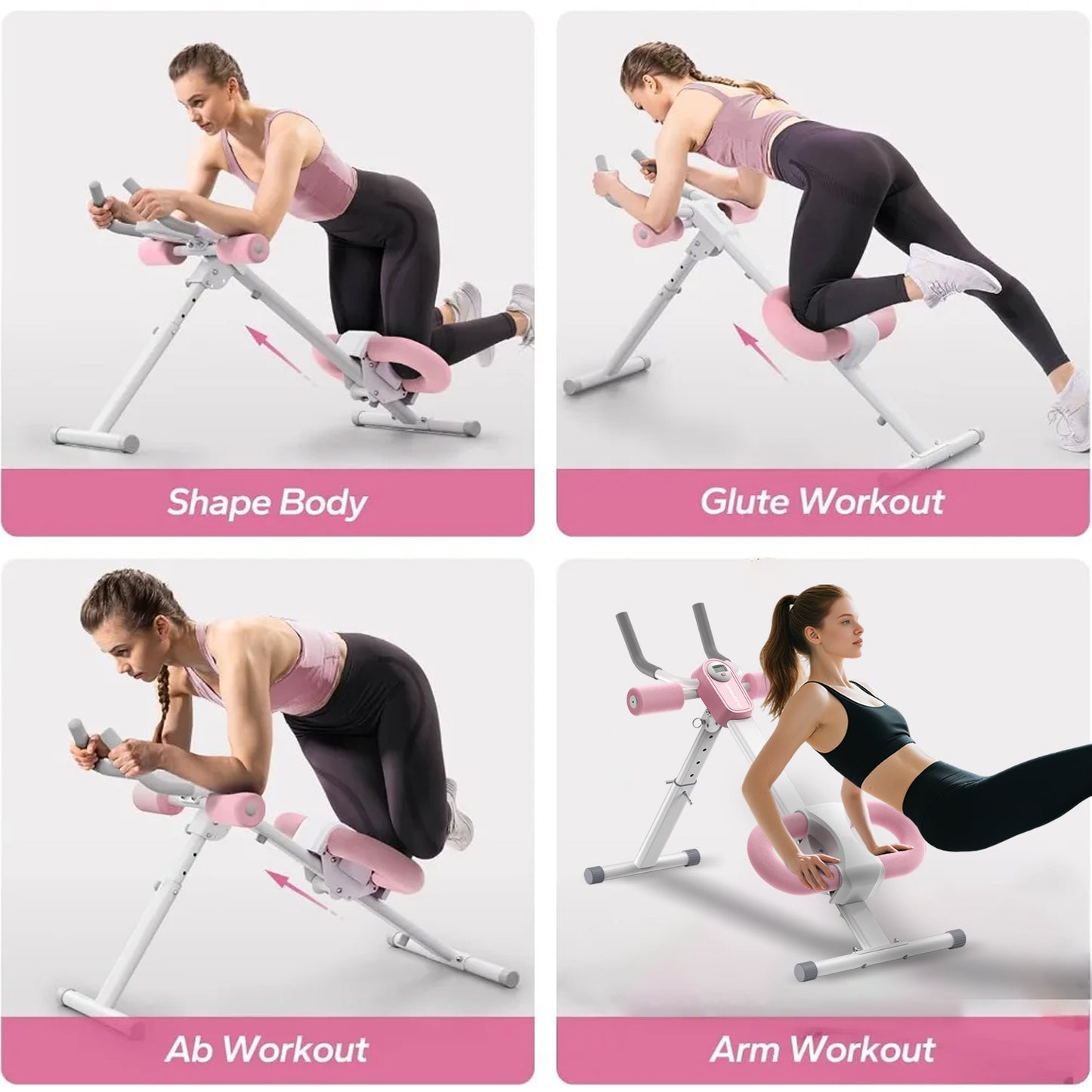 UPGO Foldable&Adjustable Ab Machine Full Body Workout for Home Gym, Core & Abdominal Trainer Fitness Equipment for Body Shaping with LCD Display, 220LBS Weight Capacity and 4 Incline angels