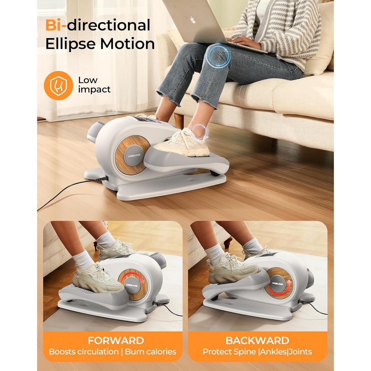 YOSUDA Under Desk Elliptical Machine for Seniors,Quiet & Portable Electric Seated Pedal Exerciser Adjustable Speeds with Remote Control