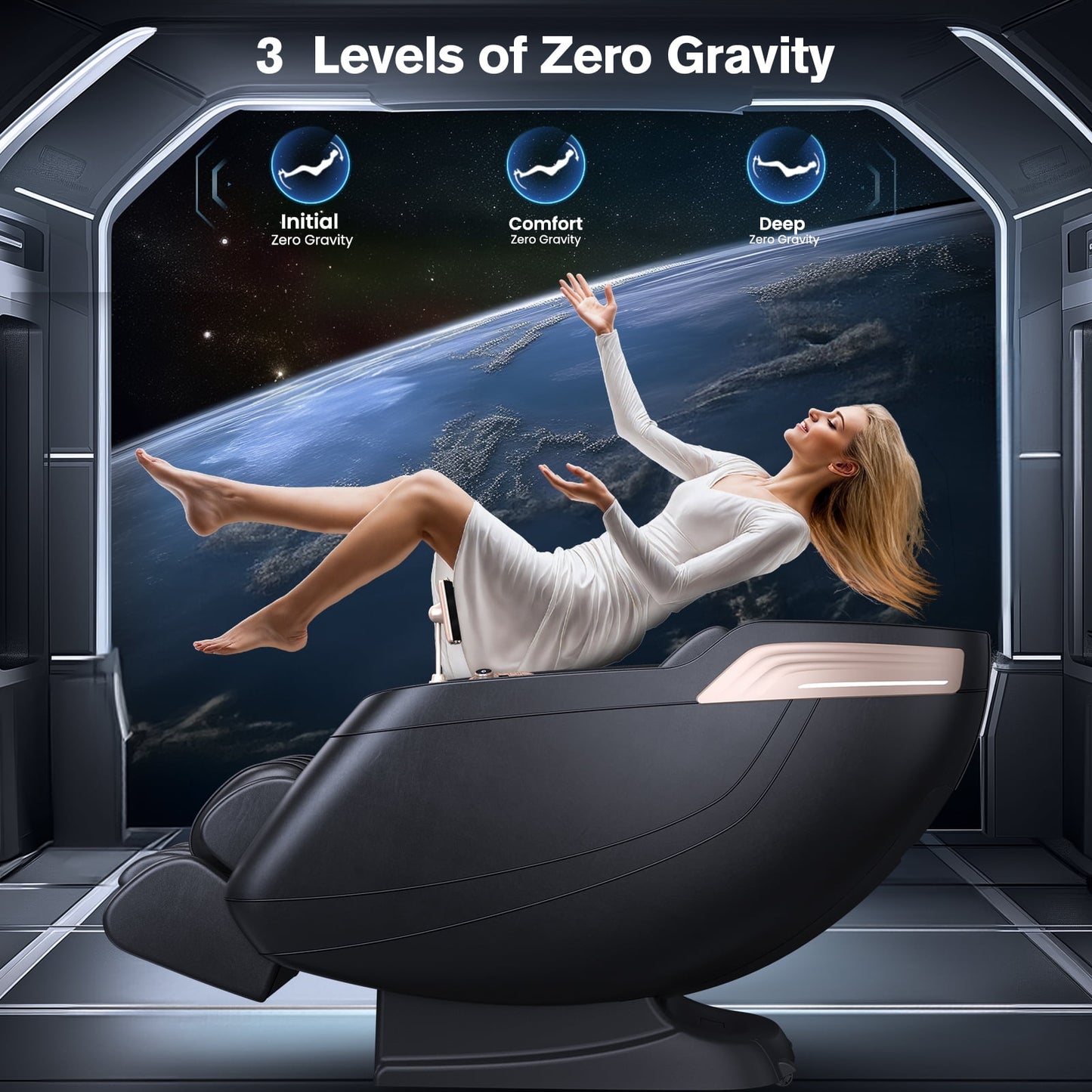 4D SL Track Massage Chair with 3 Zero Gravity Modes, APP Control,Leather