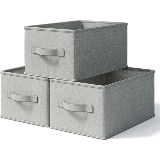 3 Pack Fabric Storage Bins for Shelves Closet Storage Bins Collapsible Closet Organizers for Clothes