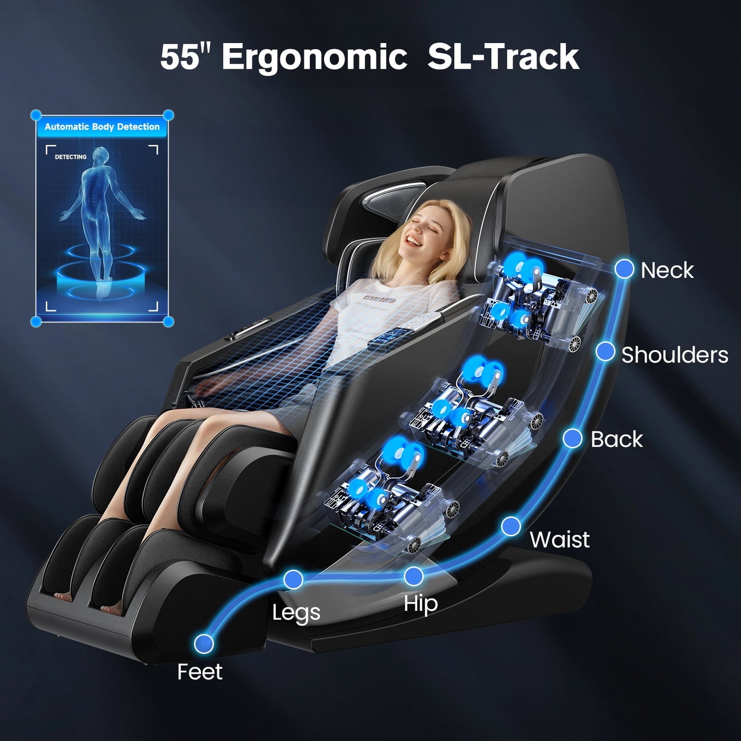 4D Massage Chair, Full Body Zero Gravity Recliner with SL Track, APP Control, Bluetooth,and Electric Calfrest Extension