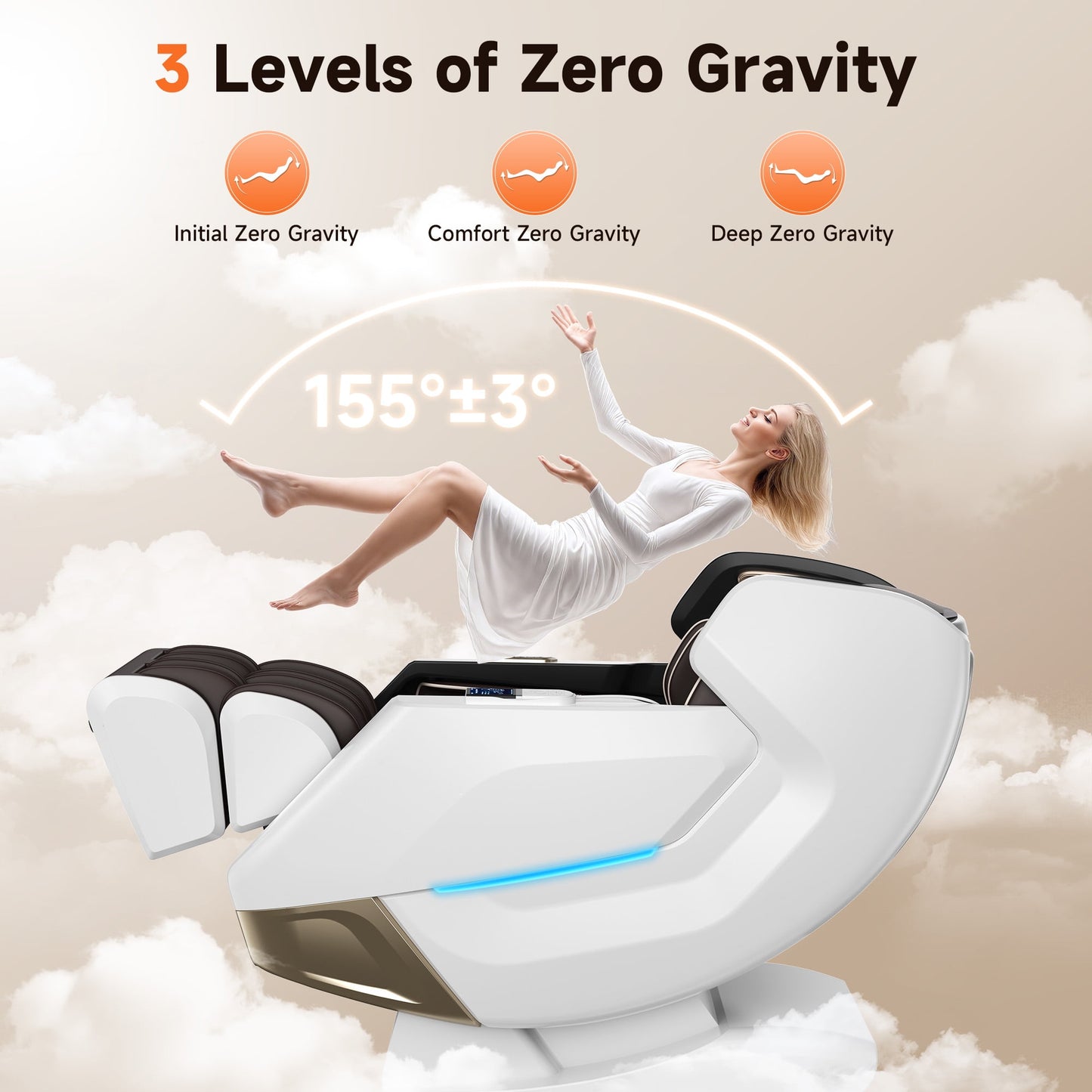 4D massage chair with APP Control, 55" SL Track, 3 zero gravity modes