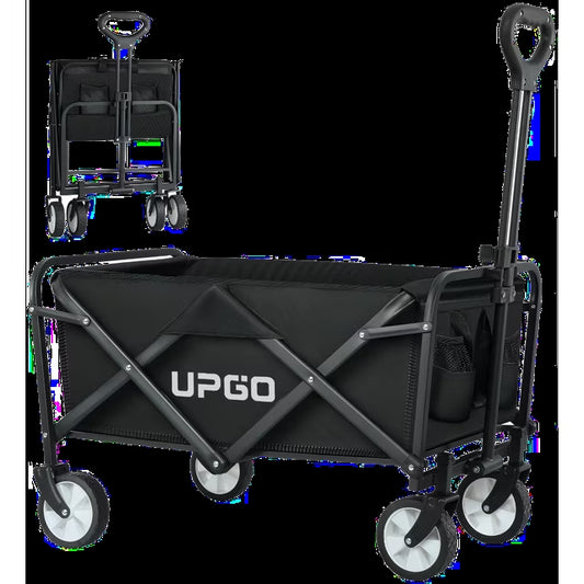 UPGO Collapsible Foldable Wagon, Beach Cart Large Capacity, Heavy Duty Folding Wagon Portable, Collapsible Wagon for Sports, Shopping, Camping