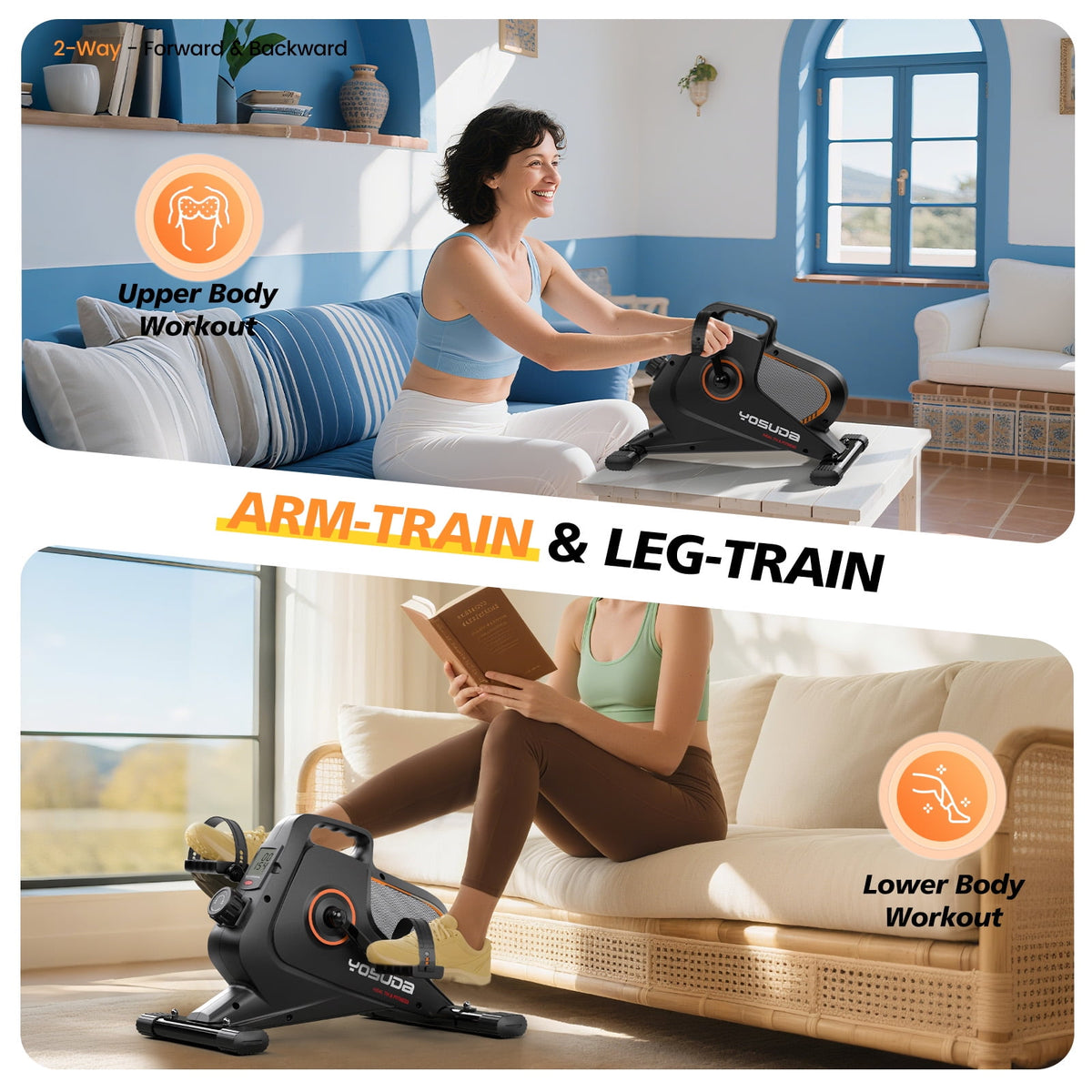 YOSUDA Under Desk Bike Pedal Exerciser - Magnetic Mini Exercise Bike for Arm/Leg Exercise, Desk Pedal Bike for Home/Office Workout