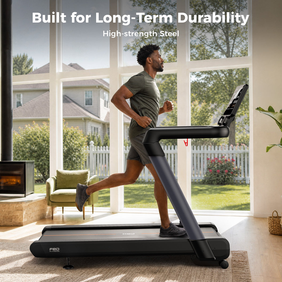 FED FITNESS 15% Auto Incline Treadmill Bluetooth Compatible, 400lbs Weight Capacity,4 HP Peak Motor,60.2" x 20.1" Running Belt