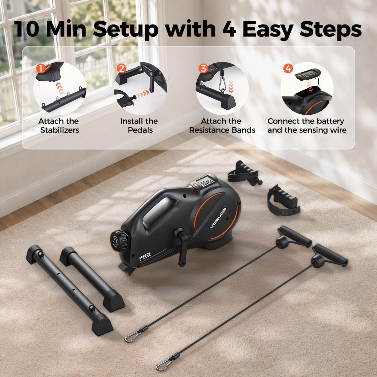YOSUDA Under Desk Bike Pedal Exerciser,Magnetic Mini Exercise Bike with App Connectivity
