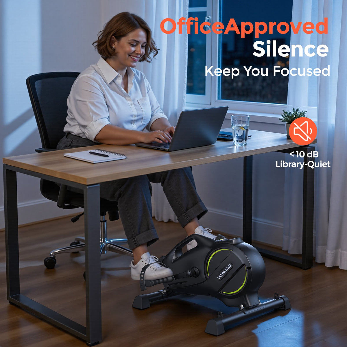 UPGO YOSUDA Under Desk Bike Pedal Exerciser ,16-Level Magnetic Mini Exercise Bike for Arm & Leg Workout,Desk Cycle Pedal Exerciser with Bluetooth