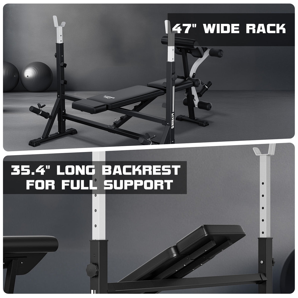 FLYBIRD Olympic Weight Bench with Rack,Adjustable Bench Press Set with Preacher Curl & Leg Developer,2450 LB Total Capacity