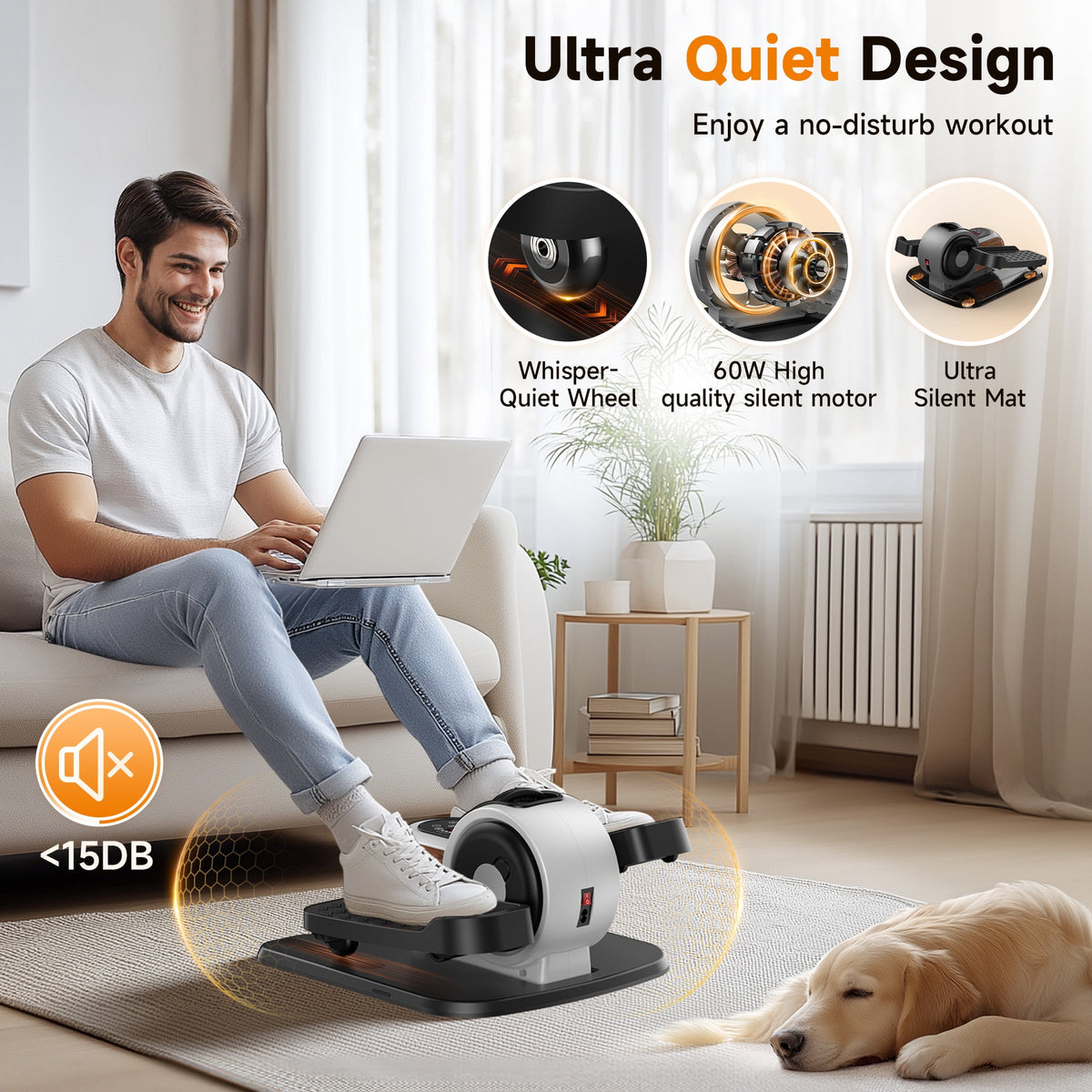 UPGO Under Desk Ellipticals Electric, Elipse Leg Exerciser Fully Assembled, Pedal Exerciser with Remote Control & Non-Slip Pedals Resistance & Speed