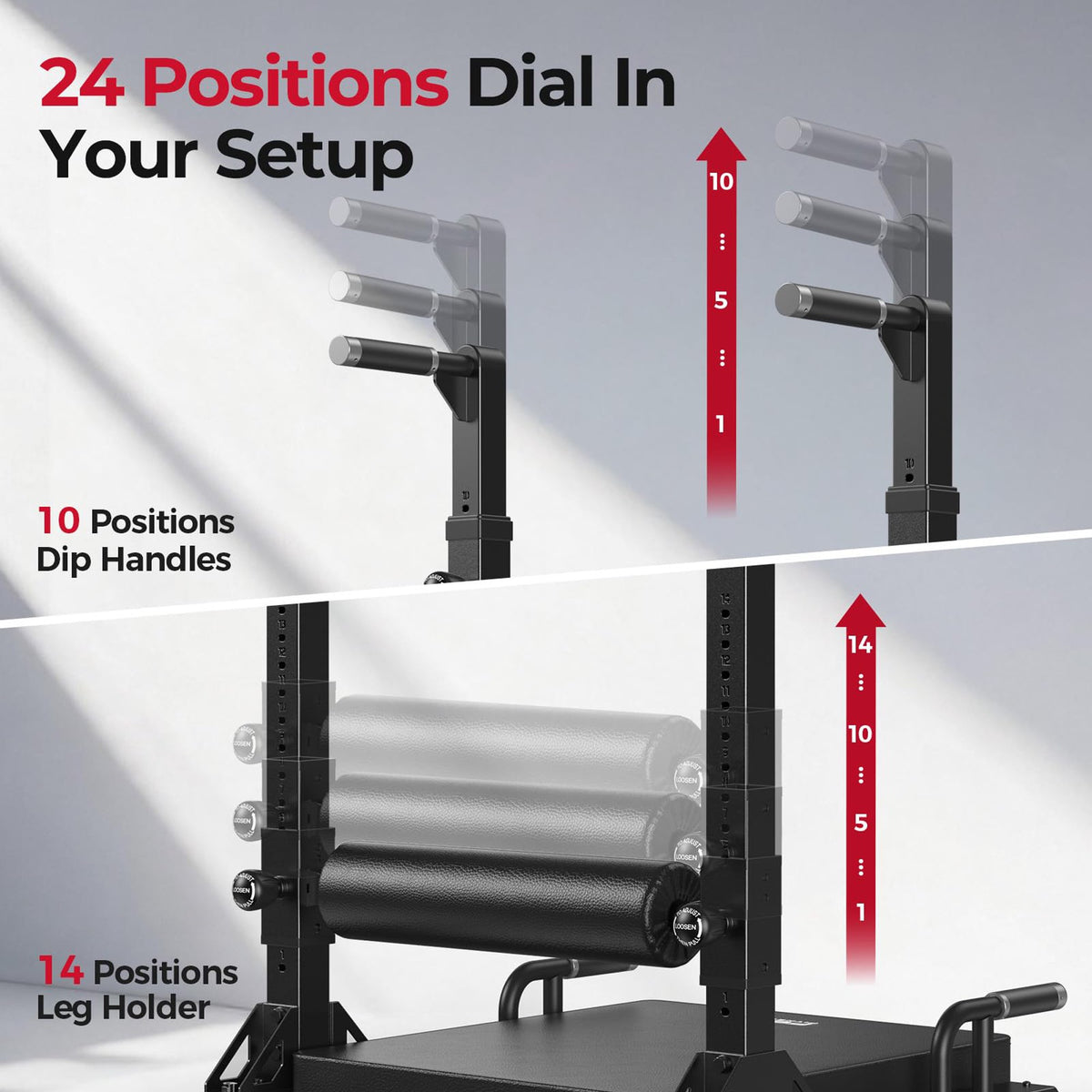 FED Fitness 3-in-1 Nordic Curl Bench & Dip Bar Station, 14-Level Adjustable Nordic Hamstring Trainer, Multi-Functional Full-Body Strength Training Equipment for Home Gym