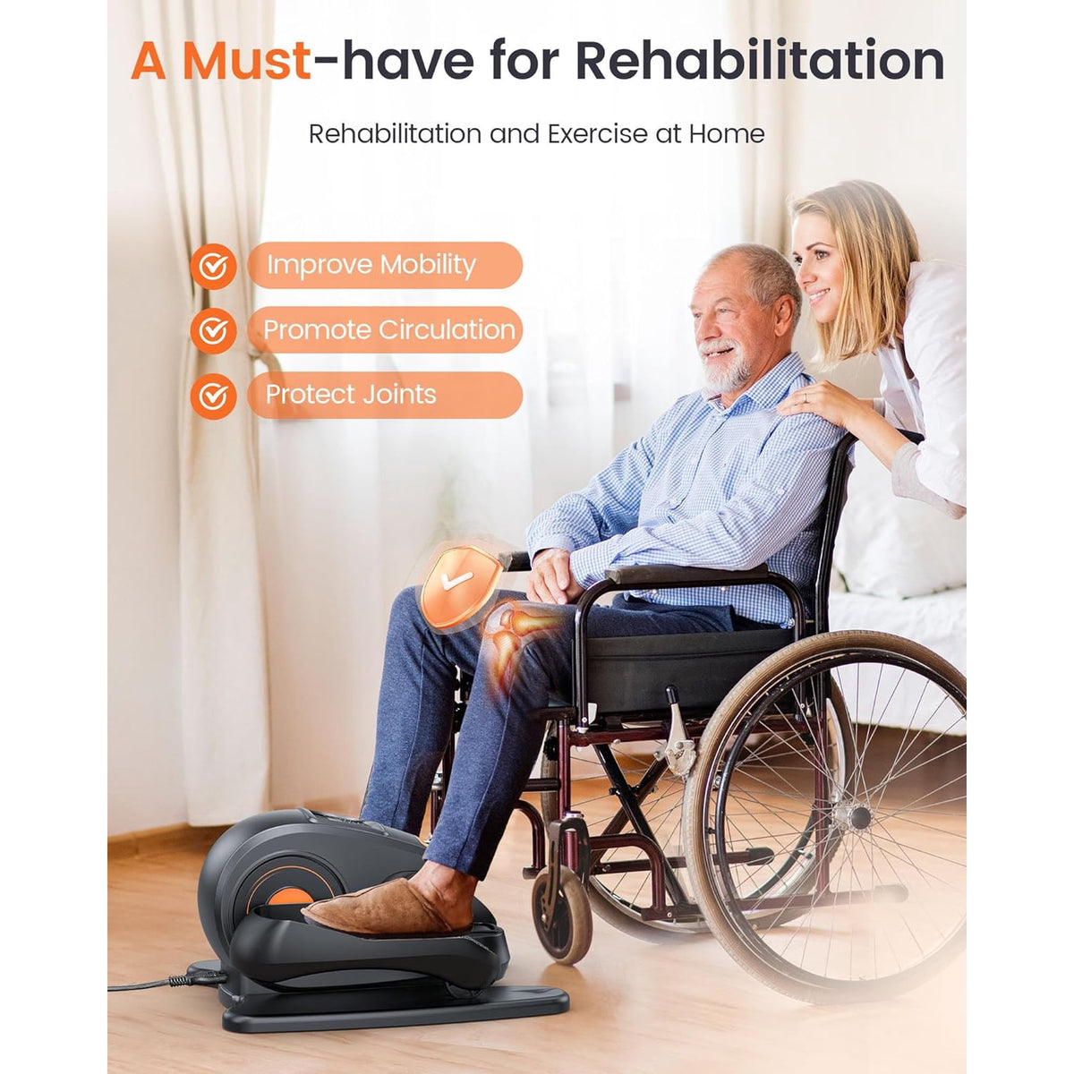 YOSUDA Under Desk Ellipticals Electric, Elipse Leg Exerciser for Seniors Fully Assembled, Seated Pedal Exerciser with Remote Control & Non-Slip Pedals
