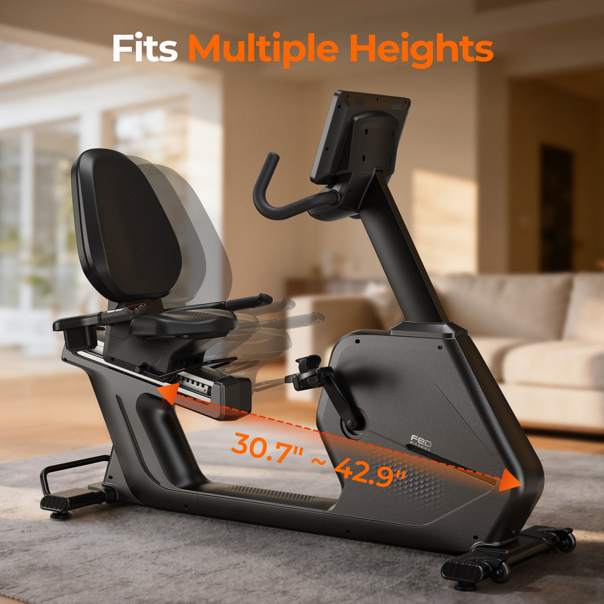 FED Fitness Recumbent Exercise Bike with Arm Workout,Light Commercial Recumbant Bike Magnetic Cross Trainer & Elliptical Machine 400lbs Weight Capacity