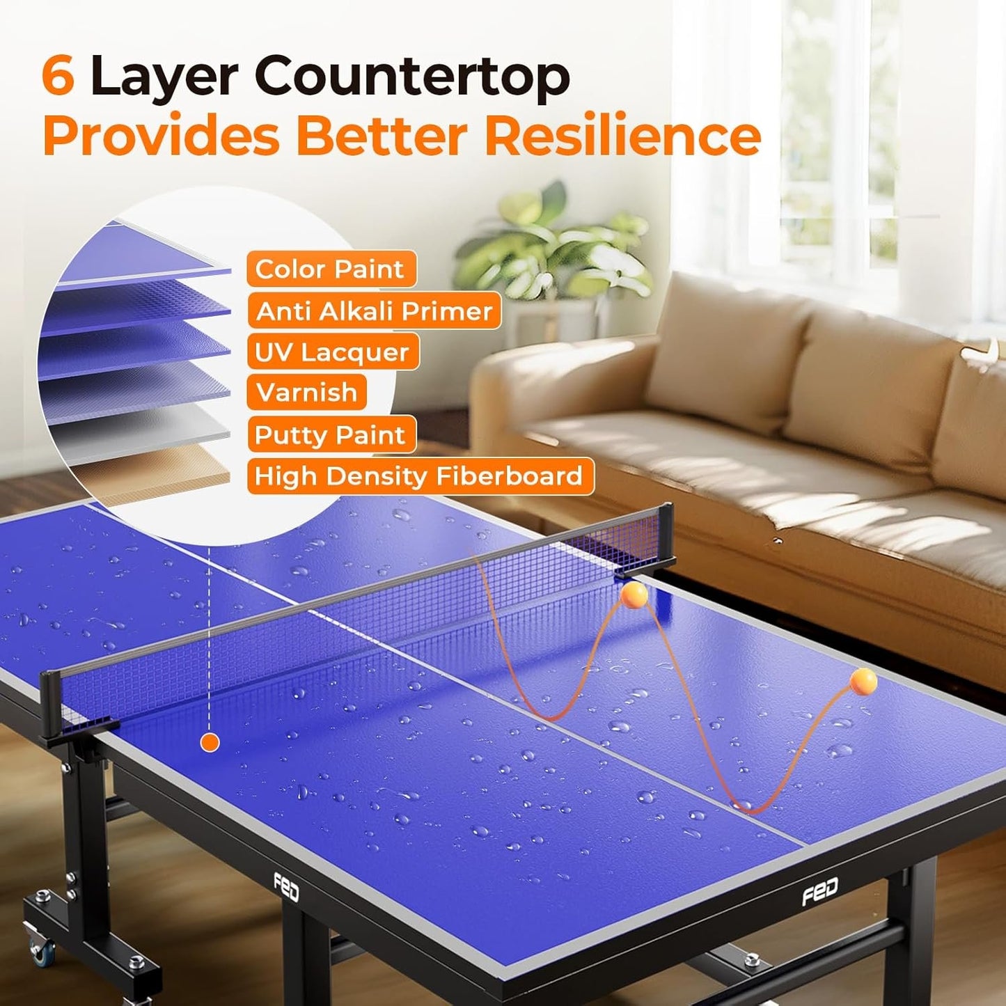 Ping Pong Table, Tabletop Professional Ping Pong Table with Quick Clamp Net and ping Pong Paddle, Tournament Quality, 10 Minute Easy Assembly, Weatherproof Indoor & Outdoor