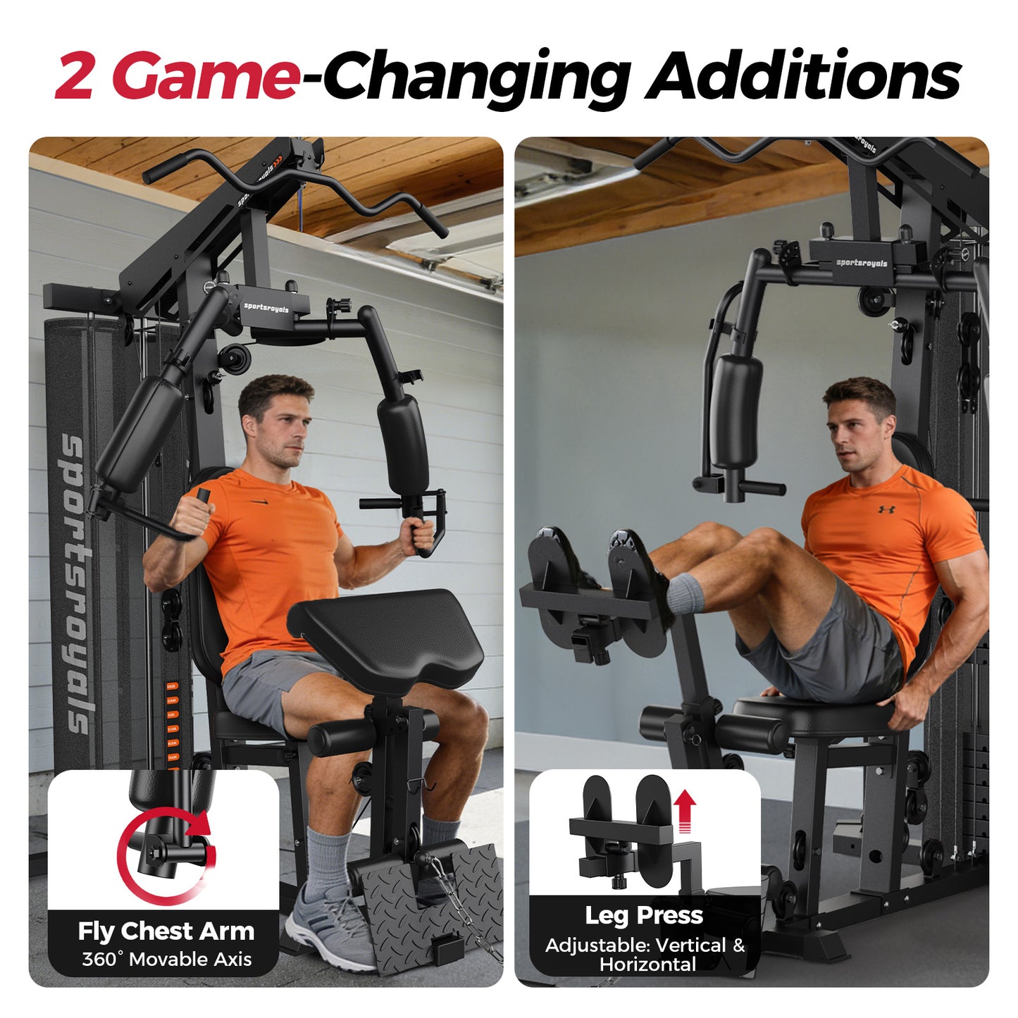 Sportsroyals Home Gym Station Multifunctional Full Body Workout Equipment for Home Exercise Fitness