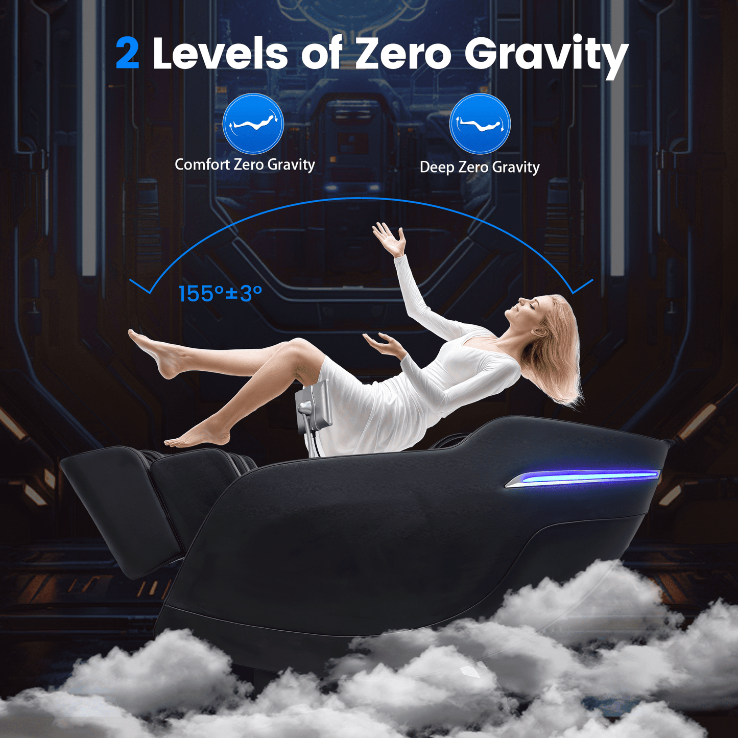 Upgo 4D Massage Chair with 55" SL Track, 2 Zero Gravity Modes, Voice Control, Heating, Leather