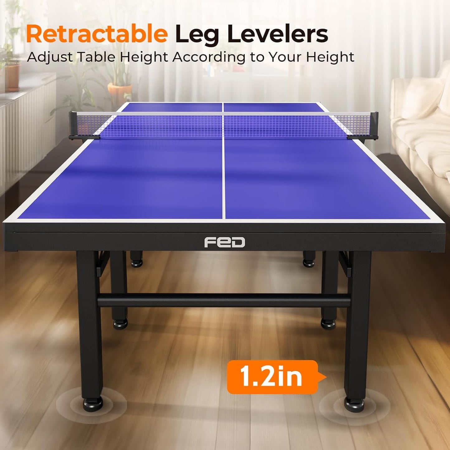 Ping Pong Table, 16mm Thick Tabletop Professional Table with Quick Clamp Net and Paddle, Tournament Quality, 10 Minute Easy Assembly, Weatherproof Indoor & Outdoor