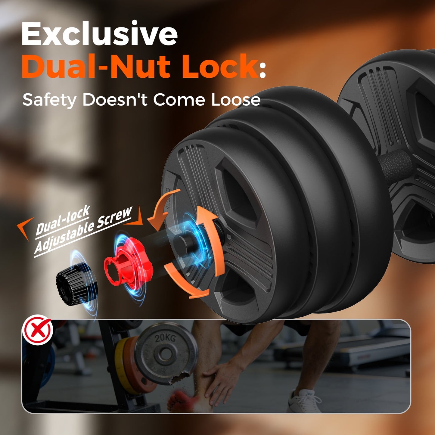Adjustable Dumbbells, 55lbs Free Weight Set with Connector, 5 in1 Dumbbells Set as Barbell, Kettlebells, Push up Stand, Fitness Exercises for Home Gym Suitable Men/Women
