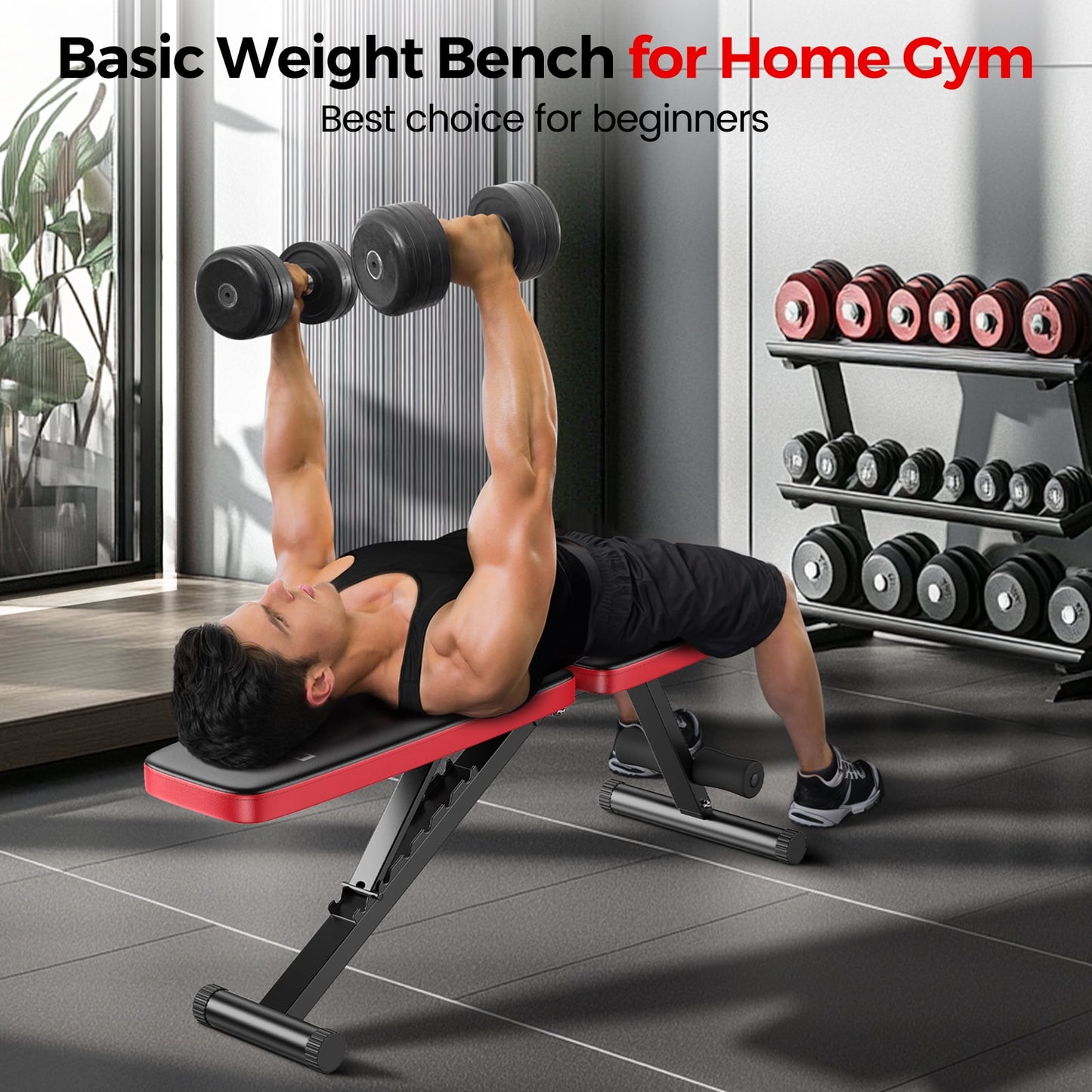 Sportsroyals Adjustable Weight Bench for Home Gym, Foldable Workout Bench with 8 Backrests and 660LBS Weight Capacity
