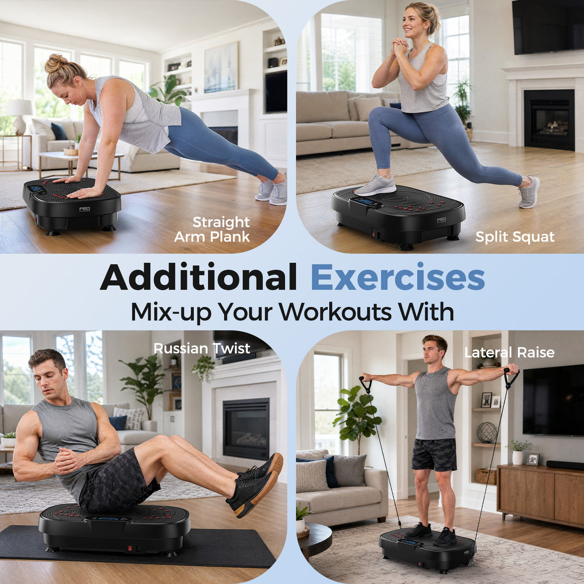 Vibration Plate Exercise Machine with Red Light, 1–99 Speed Levels, Full Body Shaker Platform with Resistance Bands