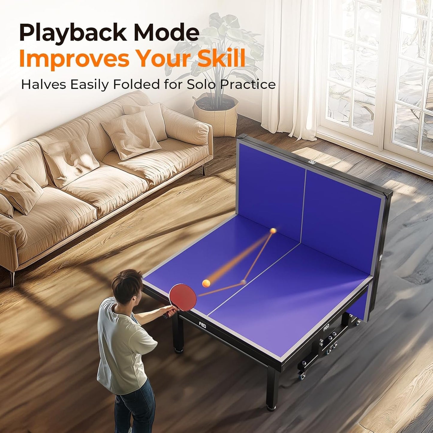Ping Pong Table, Tabletop Professional Ping Pong Table with Quick Clamp Net and ping Pong Paddle, Tournament Quality, 10 Minute Easy Assembly, Weatherproof Indoor & Outdoor