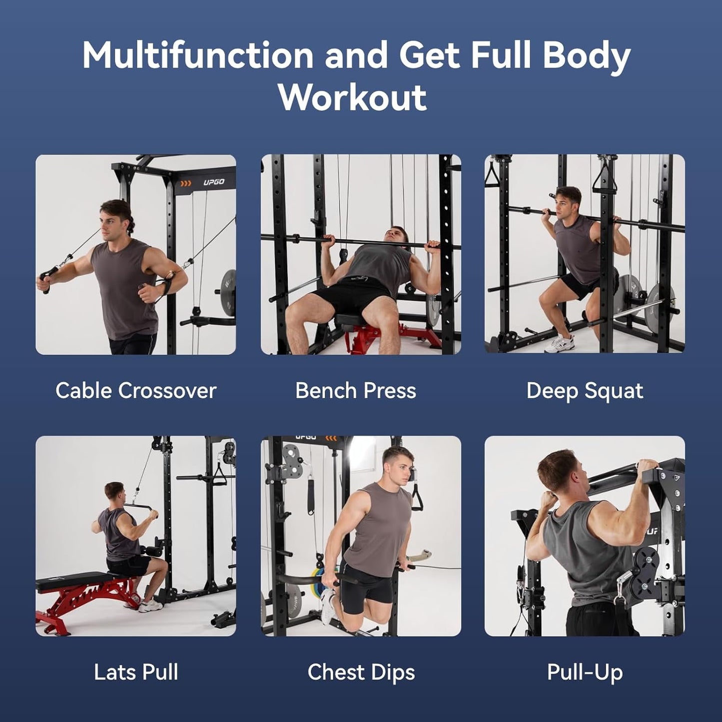 Sportsroyals Power Cage, 1600lbs Multi-Function Power Rack with Adjustable Cable Crossover, Power Cage for Home Gym, Black