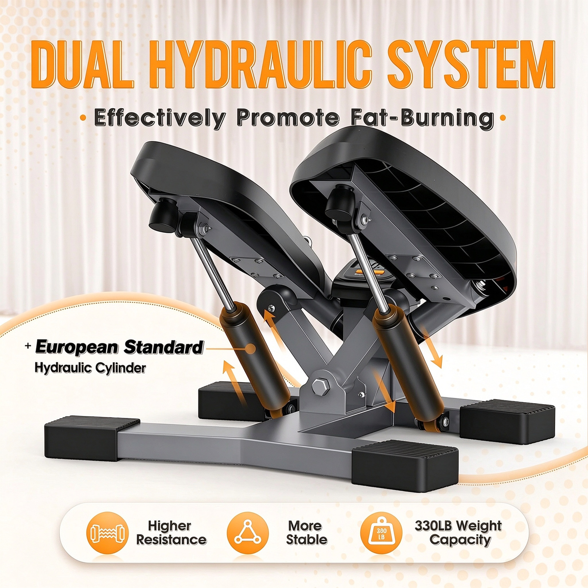 FED Fitness Sportsroyals Mini Stepper Exercise Machine Stair Stepper with Resistance Band and 330 lb Weight Capacity
