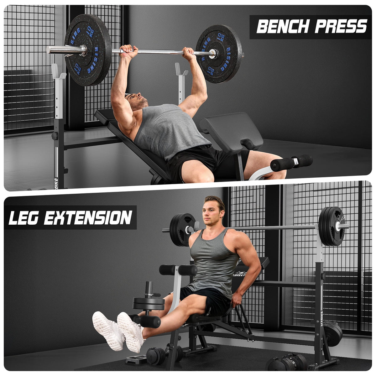 FLYBIRD Olympic Weight Bench with Rack,Adjustable Bench Press Set with Preacher Curl & Leg Developer,2450 LB Total Capacity