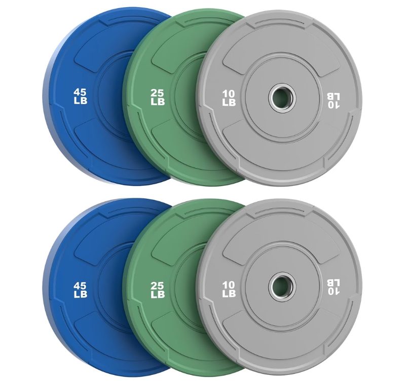 2-Inch Olympic Bumper Plates Set, Colored Virgin Rubber Weight Barbell Plates for Strength Training, Home Gym Weightlifting