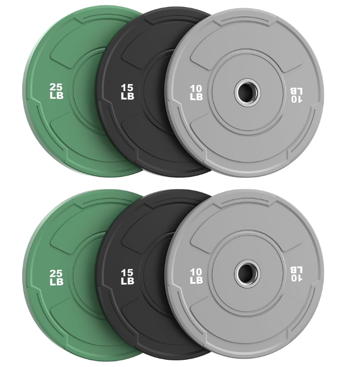2-Inch Olympic Bumper Plates Set, Colored Virgin Rubber Weight Barbell Plates for Strength Training, Home Gym Weightlifting