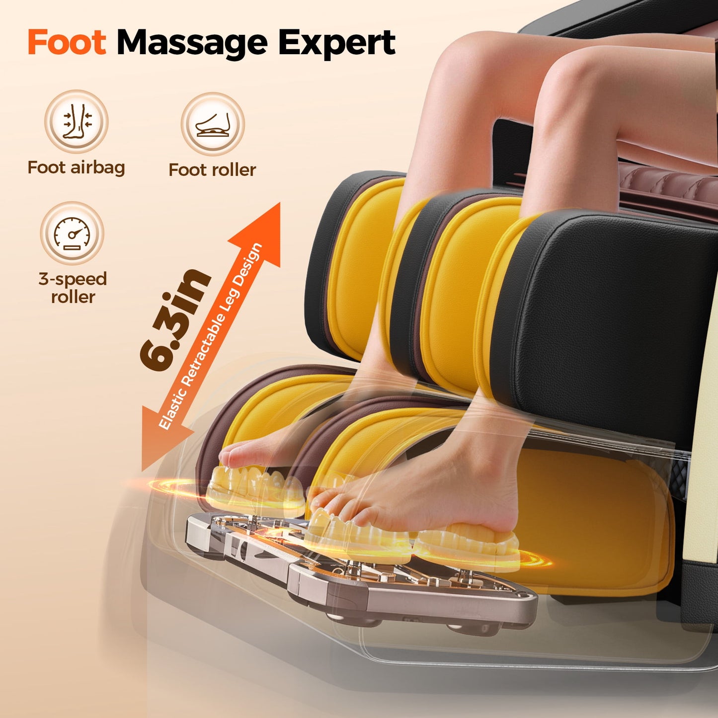 Upgo 4D Massage Chair Full Body, Zero Gravity Massage Chair with Heat and Foot Massage with Airbags, Kneading, Bluetooth, LCD Touch Control - Brown