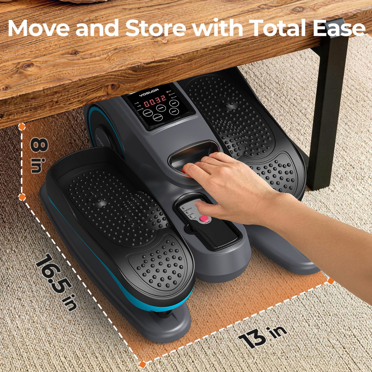 UPGO Under Desk Ellipticals Electric, Elipse Leg Exerciser for Seniors Fully Assembled, Seated Pedal Exerciser with Remote Control & Non-Slip Pedals