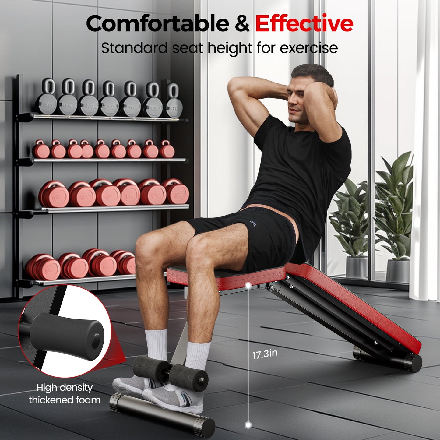 Sportsroyals Adjustable Weight Bench for Home Gym, Foldable Workout Bench with 8 Backrests and 660LBS Weight Capacity