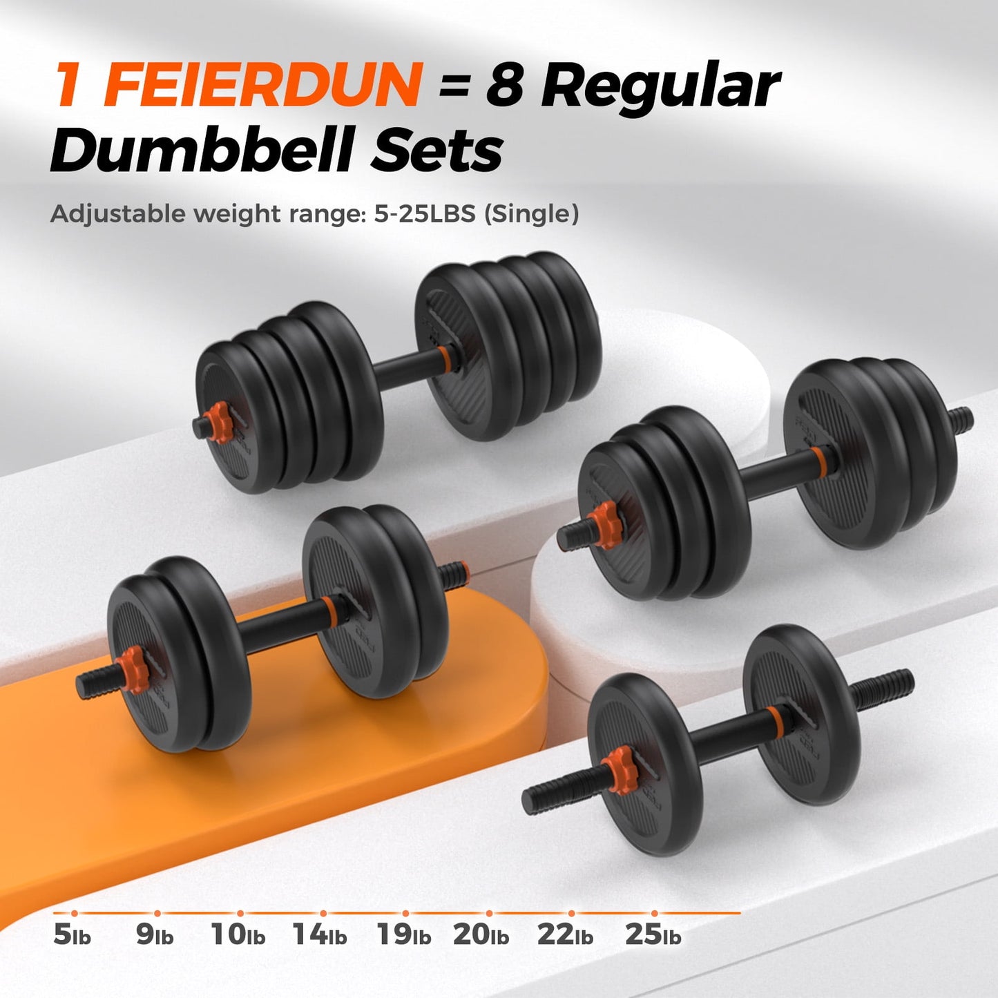 UPGO Adjustable Dumbbell Set,50lb Free Weight Set with Connector Bar,5 in 1 Workout Gear with Dumbbell,Kettlebell,Barbell,Push up Handle,Weight Plate,for Home Gym Fitness Exercise