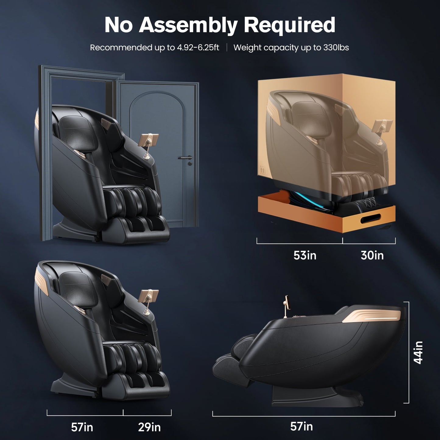 4D SL Track Massage Chair with 3 Zero Gravity Modes, APP Control,Leather