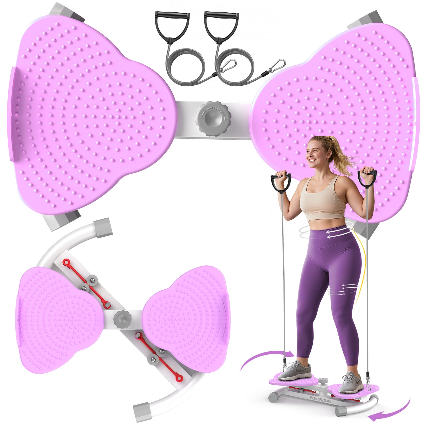 UPGO Slim Waist Twister - 330 lbs Silent Ab Toner Machine for Women, Core Workout Board, Home Gym Equipment for Hourglass Figure & Love Handle Reduction