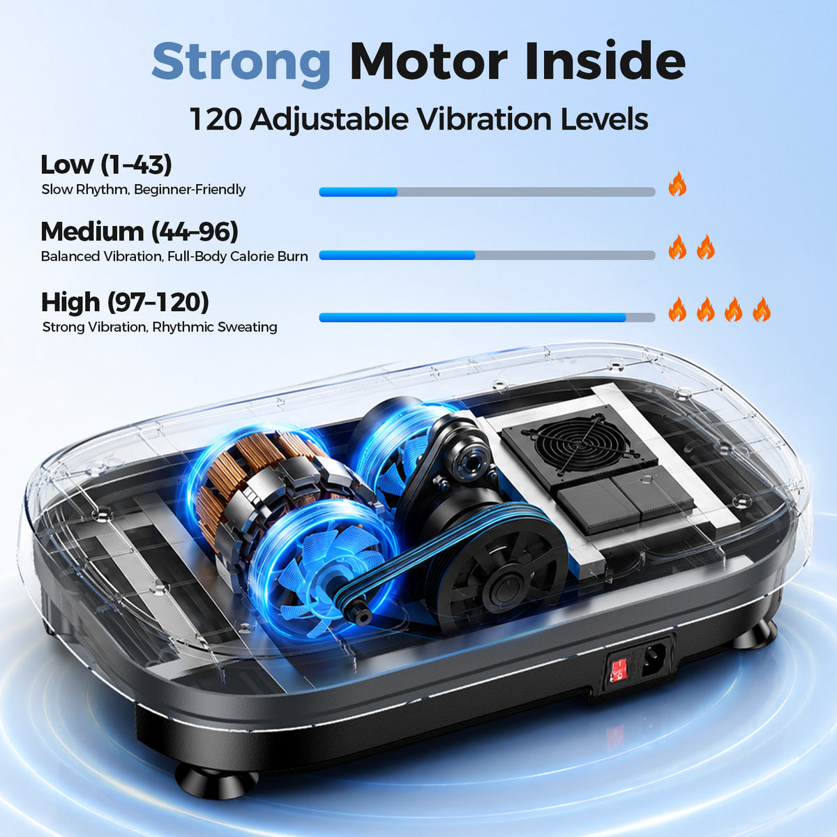 Vibration Plate Exercise Machine with Red Light, 1–99 Speed Levels, Full Body Shaker Platform with Resistance Bands