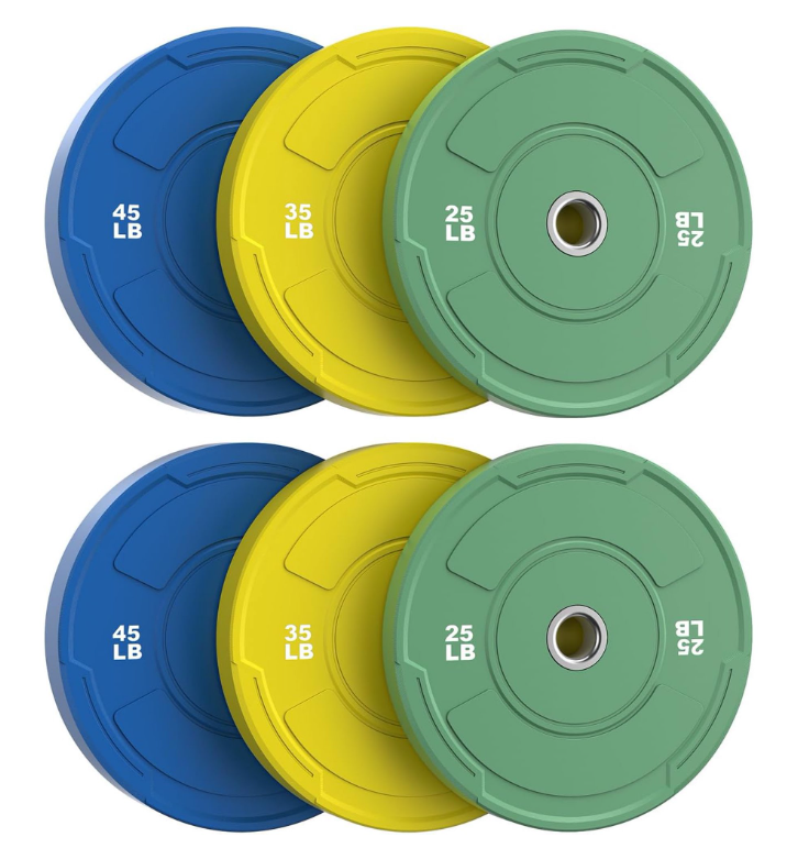 2-Inch Olympic Bumper Plates Set, Colored Virgin Rubber Weight Barbell Plates for Strength Training, Home Gym Weightlifting
