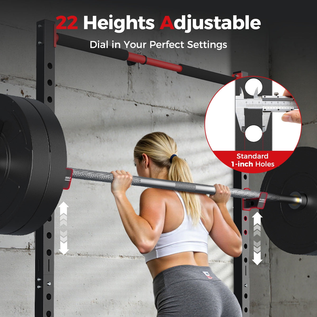 FLYBIRD Squat Rack with Pull-Up Bar,Smith Machine Power Rack 950lbs Capacity, 6/7Ft Bar Width Adjustable Half Rack with Landmine Attachment & 22 Adjustable Heights