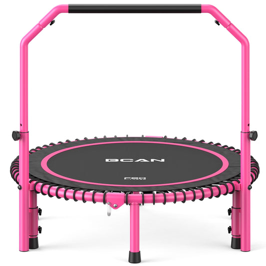 BCAN 450 LBS Foldable Mini Trampoline, 40" Fitness Trampoline with Bungees, Stable & Quiet Exercise Rebounder for Kids/Adults