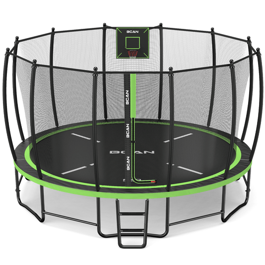 FED Fitness Premium 8FT Recreational Trampoline with Enclosure – Luxury Family Entertainment Center, Curved Safety Design, Commercial-Grade Galvanized Steel, Supports 1500 lbs