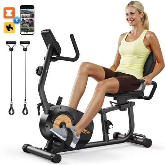FED Fitness PRO Recumbent Bike – 350 lbs Capacity, 16-Level Magnetic Resistance, Smart App & Pulse Sensors