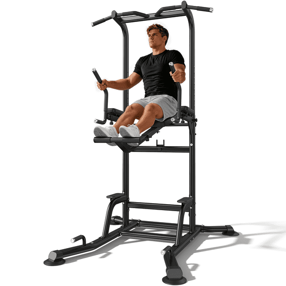 Fed Fitness Sportsroyals Power Tower Pull Up Bar Station, 450LBS Stable Pull Up Dip Station for Home Gym