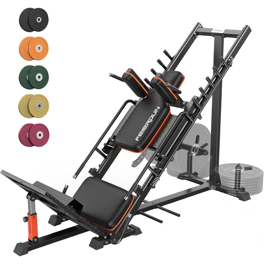 3‑in‑1 Leg Press Hack Squat Machine with Stretch Board – Adjustable Leg Press Machine for Home Gym with Full Range of Motion & Ultra-Quiet Pulley System