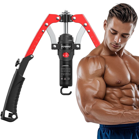FLYBIRD 2-in-1 Twister Arm Trainer with Ab Roller Wheel, Adjustable 22-440lbs Hydraulic Power Chest, Shoulders, Forearm, Triceps &amp; Core Muscle Strengthener (Includes Backpack & Pad)