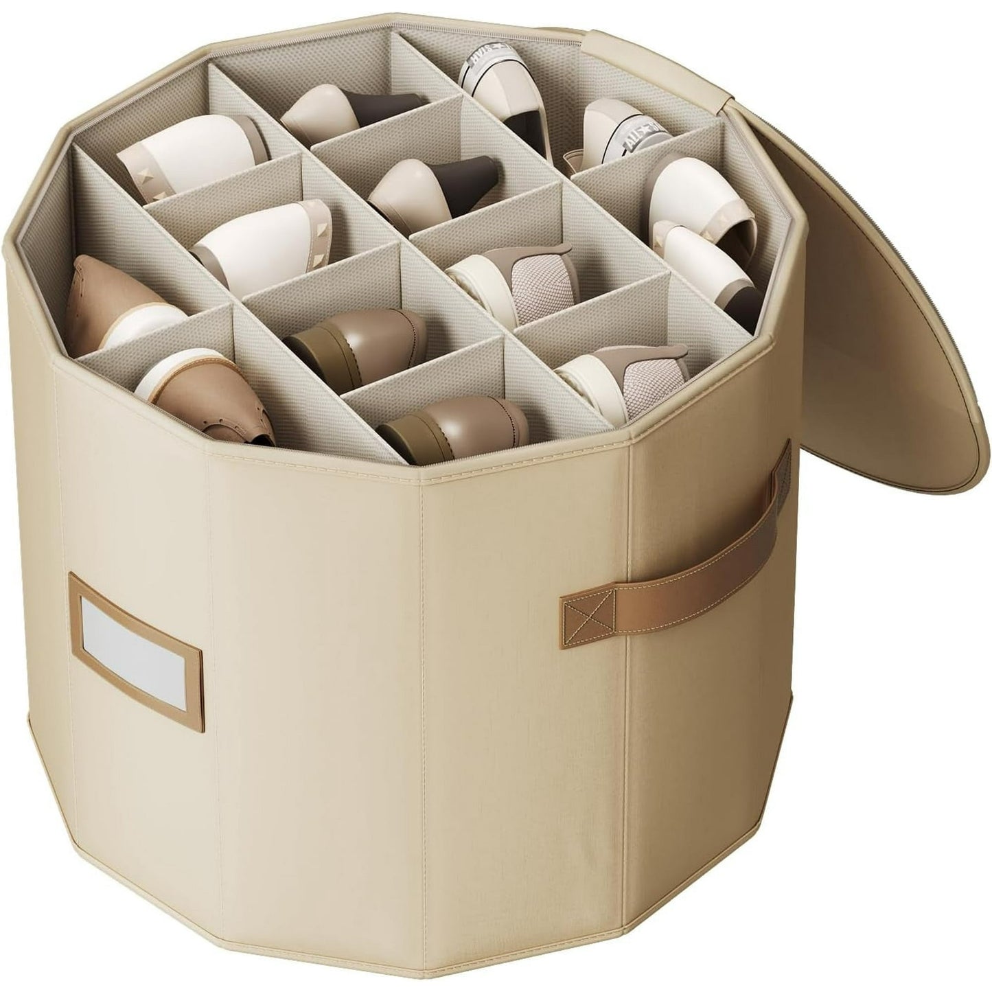 Shoe Organizer for Closet with Adjustable Dividers for Closet, Foldable Shoe Storage Box